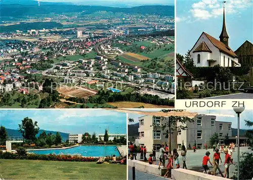 AK / Ansichtskarte Urdorf_ZH Panorama Schwimmbad Kirche Stadtplatz Urdorf_ZH