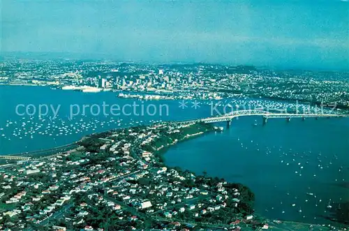 AK / Ansichtskarte Auckland City and Harbour Bridge Fliegeraufnahme Auckland