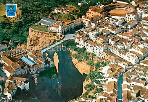 AK / Ansichtskarte Ronda_Andalucia Vista parcial puente y Plaza de toros Ronda Andalucia
