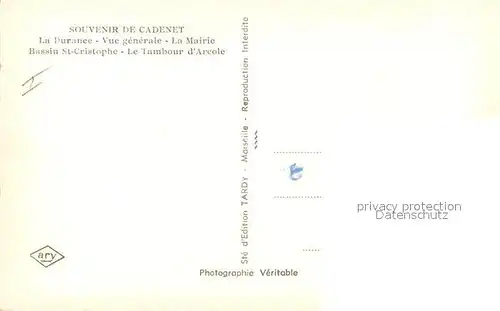 AK / Ansichtskarte Cadenet La Duranee Vue generale La Mairie Bassin St Cristophe Le Tambour d Arcole Cadenet