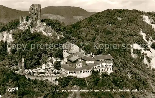 AK / Ansichtskarte Koenigswinter Ruine Drachenfels mit Hotel Fliegeraufnahme Koenigswinter