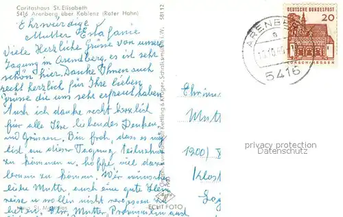 AK / Ansichtskarte Arenberg_Koblenz Caritashaus St Elisabeth Gastraeume Zimmer Arenberg_Koblenz