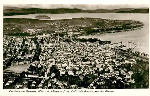 AK / Ansichtskarte Konstanz_Bodensee Fliegeraufnahme mit Petershausen und Mainau Konstanz_Bodensee