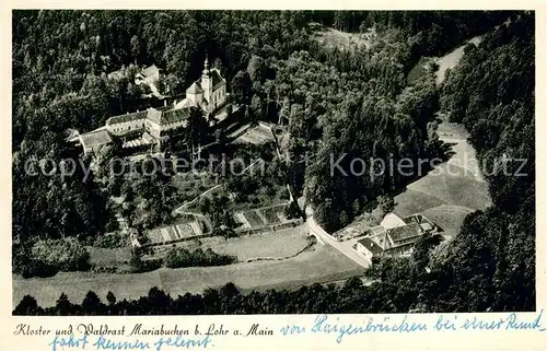 AK / Ansichtskarte Lohr_Main Fliegeraufnahme Kloster u. Waldrast Mariabuchen Lohr_Main