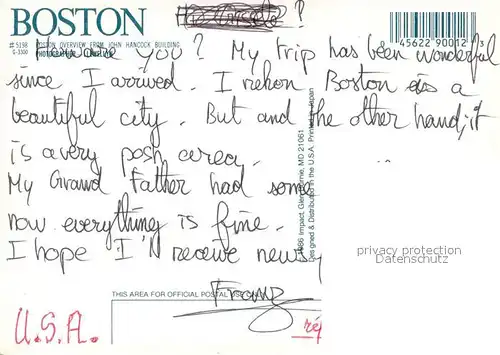 AK / Ansichtskarte Boston_Massachusetts Overview from John Hancock Building by night 