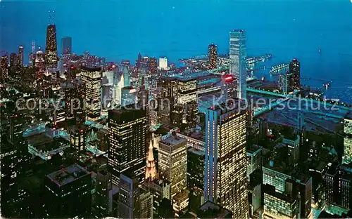 AK / Ansichtskarte Chicago_Illinois Fliegeraufnahme Night Skyline from Sears Tower 