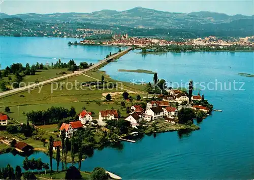 AK / Ansichtskarte Hurden_SZ Fliegeraufnahme Rapperswil u. Seedamm 