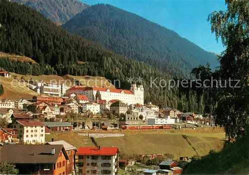 AK / Ansichtskarte Disentis_GR Bahnhof u. Kloster Disentis GR