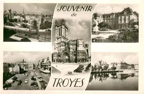 AK / Ansichtskarte Troyes_10 Jardin de la Prefecture Hotel Cathedrale Saint Pierre Place de lHotel de Ville Bassin de la Prefecture 