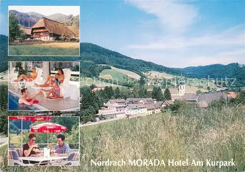 AK / Ansichtskarte Nordrach Hotel am Kurpark Ortsansicht mit Kirche Landschaft Nordrach