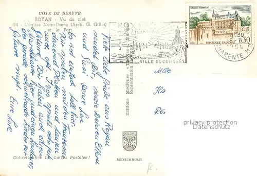 AK / Ansichtskarte Royan_17 Eglise Notre Dame et le port vue aerienne 