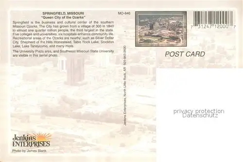 AK / Ansichtskarte Springfield_Missouri Queen City of the Ozarks aerial view 