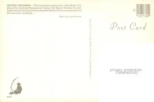 AK / Ansichtskarte Detroit_Michigan Fliegeraufnahme Motor City towering Renaissance Center and Detroit Windson Tunnel Cobo Hall Detroit River 