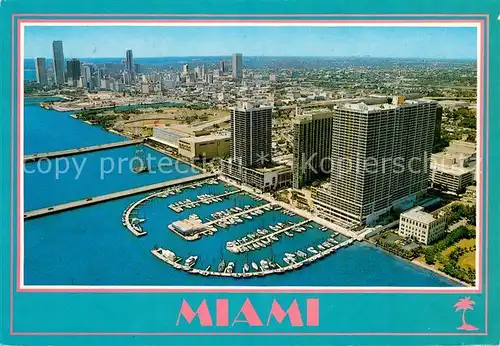 AK / Ansichtskarte Miami_Florida Looking sough showing the Marriott on Biscayne Bay aerial 