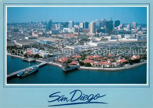 AK / Ansichtskarte San_Diego_California Waterfront and central core aerial view 