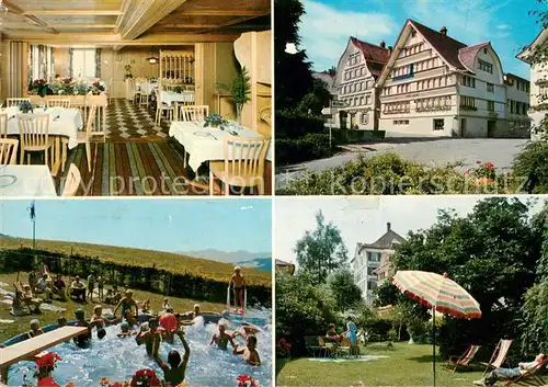 AK / Ansichtskarte Hemberg_SG Hotel u. Metzgerei Loewen m. Freibad Hemberg_SG
