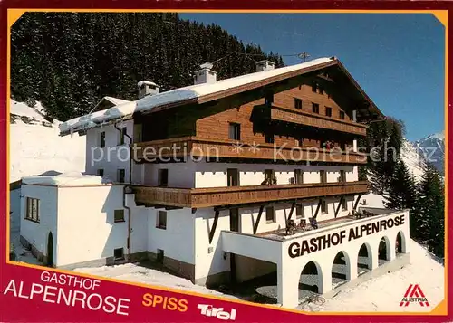 AK / Ansichtskarte Spiss Gasthof Alpenrose Aussenansicht Winter Schnee Spiss