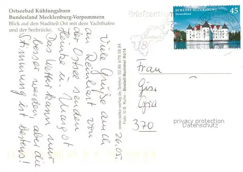 AK / Ansichtskarte Kuehlungsborn_Ostseebad Stadtteil Ost mit Yachthafen und Seebruecke Fliegeraufnahme Kuehlungsborn_Ostseebad