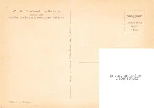 AK / Ansichtskarte Wemding Wildbad Fliegeraufnahme Wemding