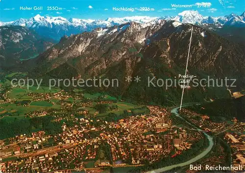 AK / Ansichtskarte Bad_Reichenhall mit Lattengebirge und Predigtstuhl Hohem Goell Hochkoenig Watzmann Fliegeraufnahme Bad_Reichenhall