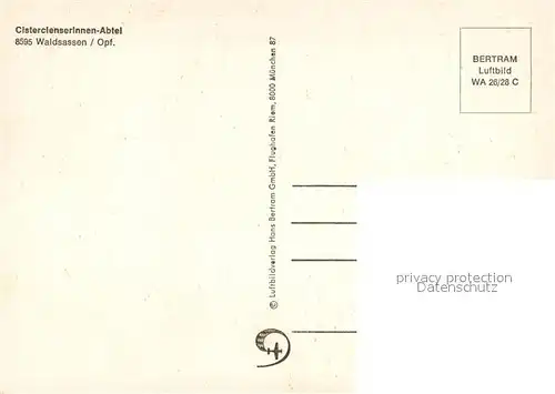 AK / Ansichtskarte Waldsassen Cistercienserinnen Abtei Fliegeraufnahme Waldsassen