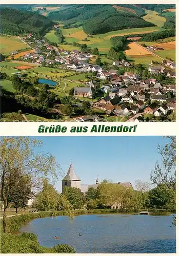 AK / Ansichtskarte Allendorf_Bad_Sooden Fliegeraufnahme Kirche Badesee Allendorf_Bad_Sooden