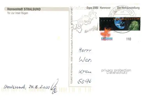 AK / Ansichtskarte Stralsund Fliegeraufnahme 