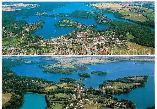 AK / Ansichtskarte Feldberg_Mecklenburg Fliegeraufnahmen mit oberen Seen und Carwitz mit den unteren Seen Feldberg_Mecklenburg
