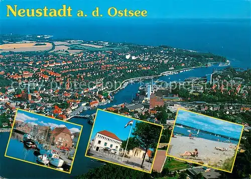 AK / Ansichtskarte Neustadt_Holstein Fliegeraufnahme Hafenpartie Strand Neustadt_Holstein