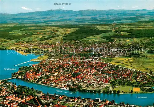 AK / Ansichtskarte Konstanz_Bodensee Fliegeraufnahme mit Rhein und Saentis Konstanz_Bodensee