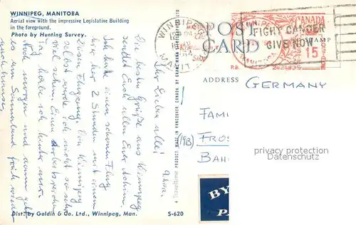 AK / Ansichtskarte Winnipeg Aerial view with the impressive Legilsative Building in the foregrund Winnipeg