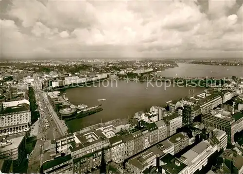 AK / Ansichtskarte Hamburg Jungfernstieg mit Binnen und Aussenalster Fliegeraufnahme Hamburg