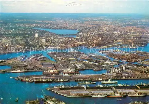 AK / Ansichtskarte Hamburg Hafen Fliegeraufnahme Hamburg