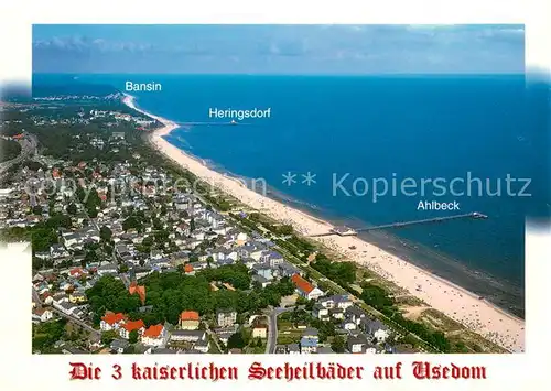 AK / Ansichtskarte Usedom Seeheilbaeder Ahlbeck Heringsdorf Bansin Fliegeraufnahme Usedom