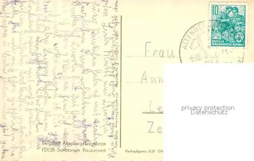 AK / Ansichtskarte Altenberg_Erzgebirge FDGB Sanatorium Raupennest Altenberg Erzgebirge