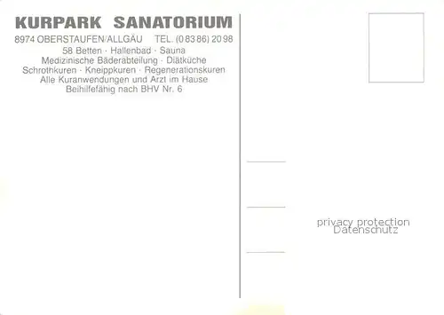 AK / Ansichtskarte Oberstaufen Kurpark Sanatorium Foyer Gastraeume Hallenbad Oberstaufen