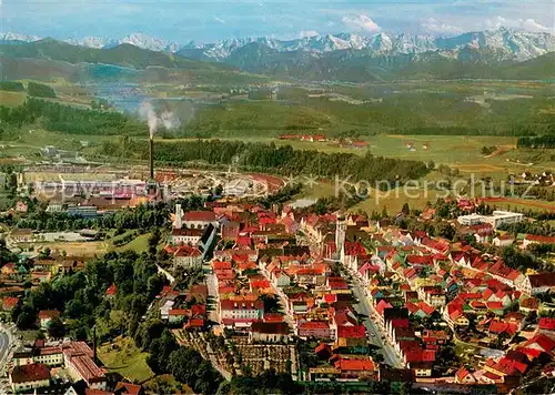 AK / Ansichtskarte Schongau_Bayern Fliegeraufnahme mit Karwendel und Wetterstein 