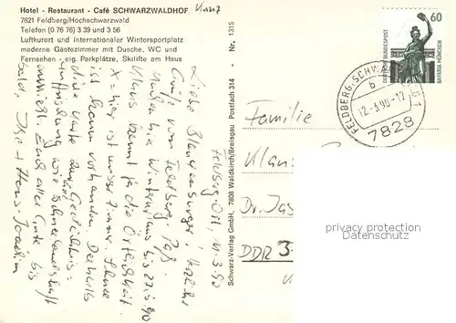 AK / Ansichtskarte Feldberg_1450m_Schwarzwald Hotel Restaurant Schwarzwaldhof 