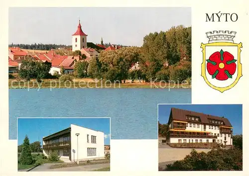 AK / Ansichtskarte Myto_CZ Celkovy pohled s dominantou kostela sv Jana Krtitele Zdravotni zarizeni Motel 