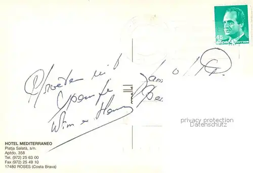 AK / Ansichtskarte Roses_Costa_Brava Hotel Mediterraneo Pool Roses_Costa_Brava