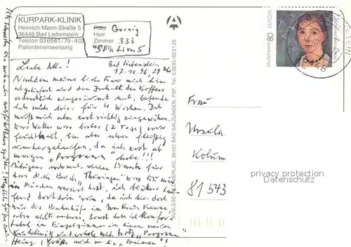 AK / Ansichtskarte Bad_Liebenstein Kurpark Klinik Dr Lauterbach Details Bad_Liebenstein