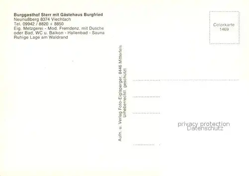 AK / Ansichtskarte Neunussberg Burggasthof Sterr mit Gaestehaus Burgfried Gaststube Hallenbad Neunussberg