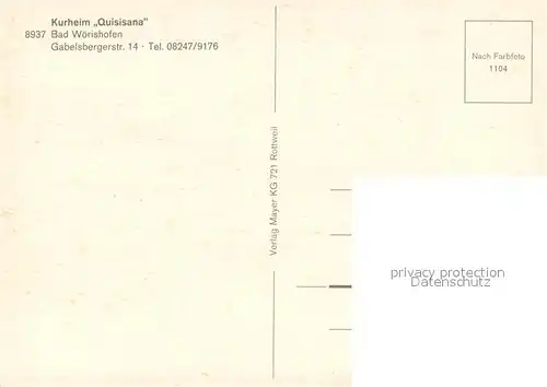 AK / Ansichtskarte Bad_Woerishofen Kurheim Quisisana Bad_Woerishofen