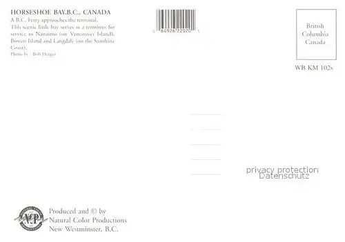 AK / Ansichtskarte Horseshoe_Bay_BC_Canada ABC Ferry approaches the terminal Aerial view 
