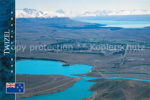 AK / Ansichtskarte Twizel_New_Zealand Aerial view with Lake Ruataniwha 