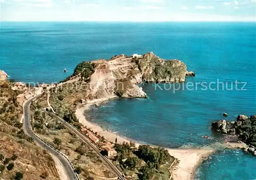 AK / Ansichtskarte Taormina_Sicilia Bucht d. Isola Bella m. Kap S. Andreas 
