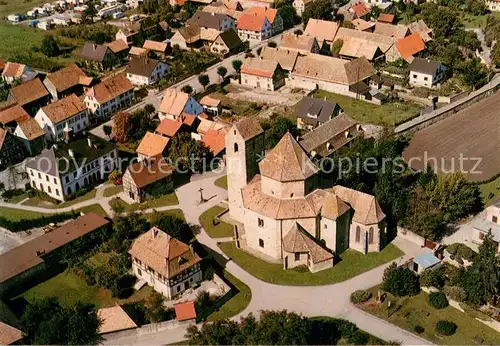 AK / Ansichtskarte Ottmarsheim_Haut Rhin Vue aerienne de leglise octogonale Ottmarsheim Haut Rhin
