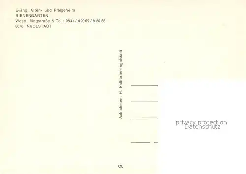 AK / Ansichtskarte Ingolstadt_Donau Ev Alten und Pflegeheim Bienengarten Gast und Veranstaltungsraum Gymnastikhalle Ingolstadt_Donau