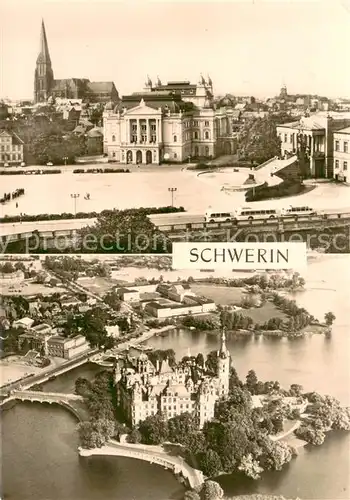 AK / Ansichtskarte Schwerin__Mecklenburg Fliegeraufnahme Meckl. Staatstheater Staatl. Museum u. Dom m. Schloss 