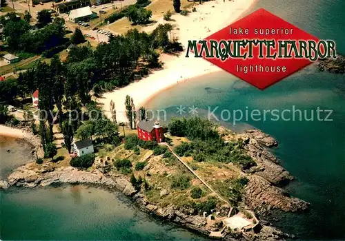 AK / Ansichtskarte Marquette_Michigan Fliegeraufnahme Marquette Harbor Lighthouse 